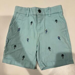 Janie and Jack boys size 5 shorts Palm trees and toucans aqua